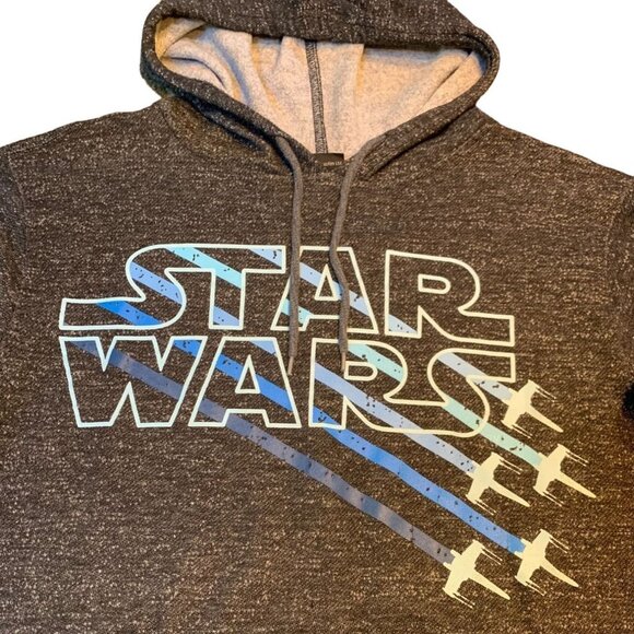 Star Wars Starfighter Ships Mens Hoodie Sweatshirt Small Gray Blue - Picture 2 of 8